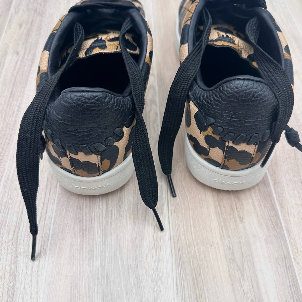 COACH Pebble Leather Wild Beast Print Black Lace Up Low Top Sneakers 8.5 B - Picture 12 of 16